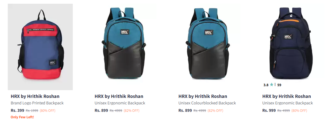 Image of Hrx By Hrithik Roshan Backpacks up to 82% Discount