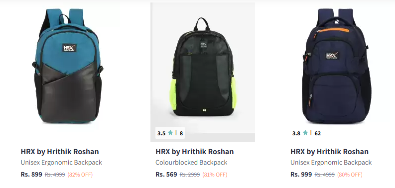 Image of Hrx By Hrithik Roshan Backpacks up to 82% Discount