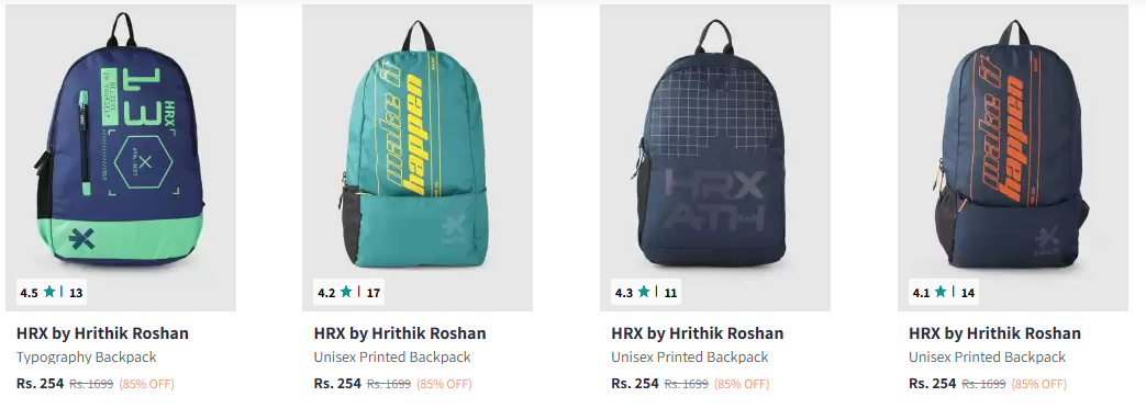 Image of Hrx By Hrithik Roshan Backpacks up to 85% Discount