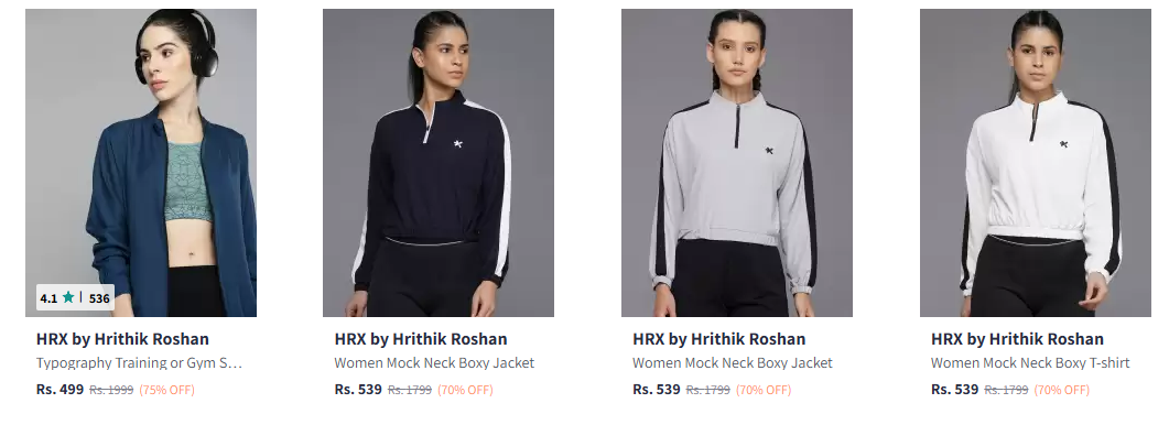 Image of Hrx By Hrithik Roshan Jackets Minimum 75% Discount