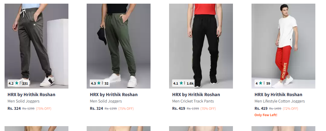 Image of Hrx By Hrithik Roshan Track Pants : Min 70% discount