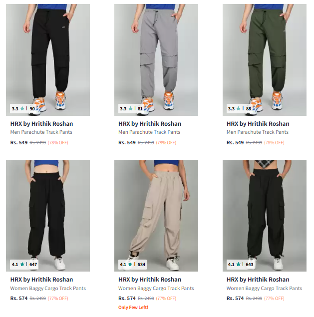 Image of Hrx By Hrithik Roshan Track Pants Minimum 70% Discount