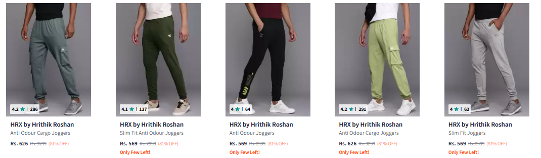 Image of Hrx By Hrithik Roshan Track Pants Up-to 81% Discount