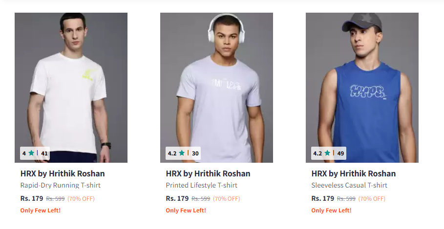 Image of Hrx by Hritik Roshan Men t-shirts starting at just ₹179