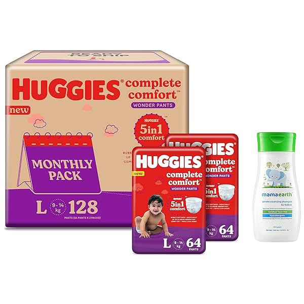 Image of Huggies Wonder Pants (L,128pcs) & Mamaearth sampoo 200ml