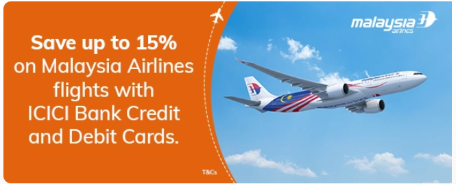 Image of ICICI Bank Coupon : Get 15% discount on flight bookings