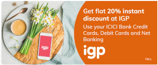 Image of ICICI Bank Coupon : Get 20% instant discount at IGP