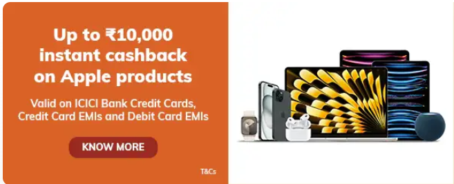 Image of ICICI Bank Coupon : Get Instant cashback of upto ₹10,000 on Apple products