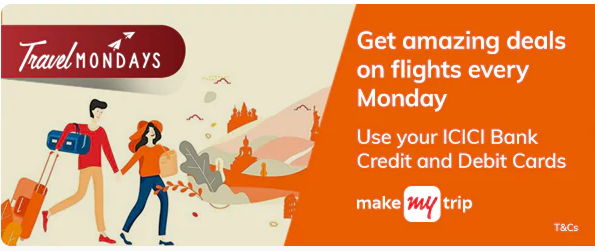 Image of ICICI Bank Coupon : Get up to 12% instant discount on MakeMyTrip