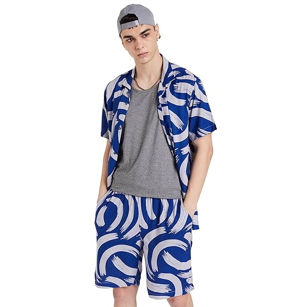 Image of INKAST Men's Geometric Printed Half Sleeve Viscose Shirt/Co-Ord Sets (Regular Fit)