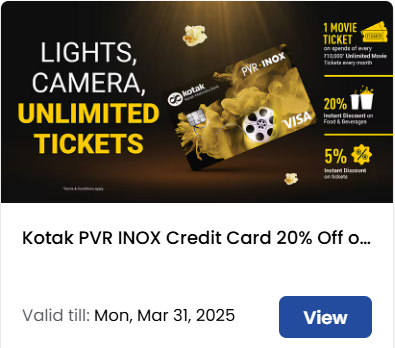 Image of INOX Cinema Offers: Up to 20% Off on Food & Beverages with Kotak PVR INOX Credit Card