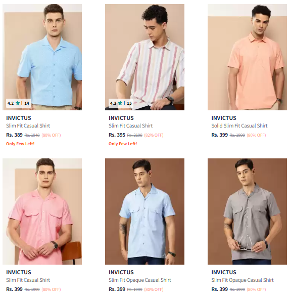 Image of INVICTUS Brand Casual Shirts For Men's @ Flat 80% Discount