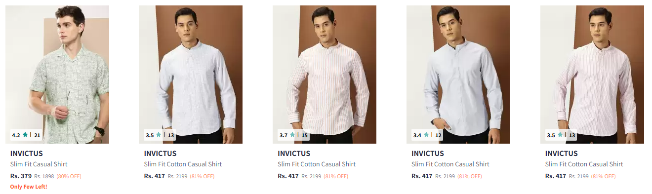 Image of INVICTUS Casual Shirts for Men up to 81% Discount