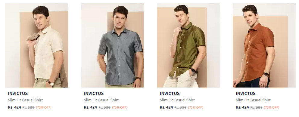 Image of INVICTUS Men Slim Fit Casual Shirt Starting At @₹339