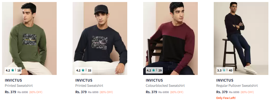 Image of INVICTUS Printed Sweatshirt at Minimum 80% Discount 