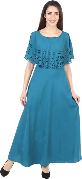 Image of IQRA FASHION Women Maxi Light Blue Dress
