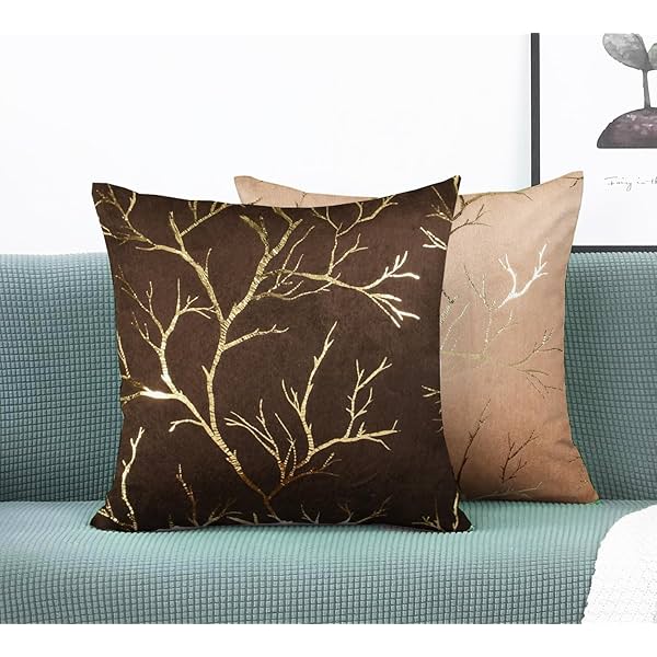 Image of IVAZA Foils Printed Velvet Fabric Cushion Cover 