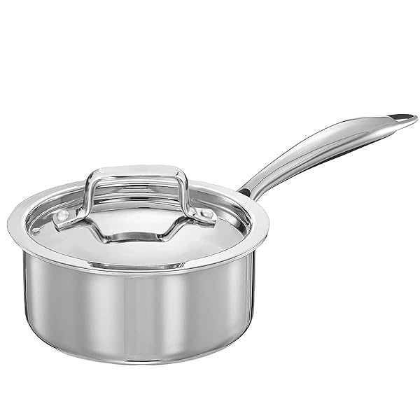 Image of Inalsa Stainless Steel Induction Friendly Platinum Triply Sauce Pan with Lid (14cm, 1.25L, Silver, Small).