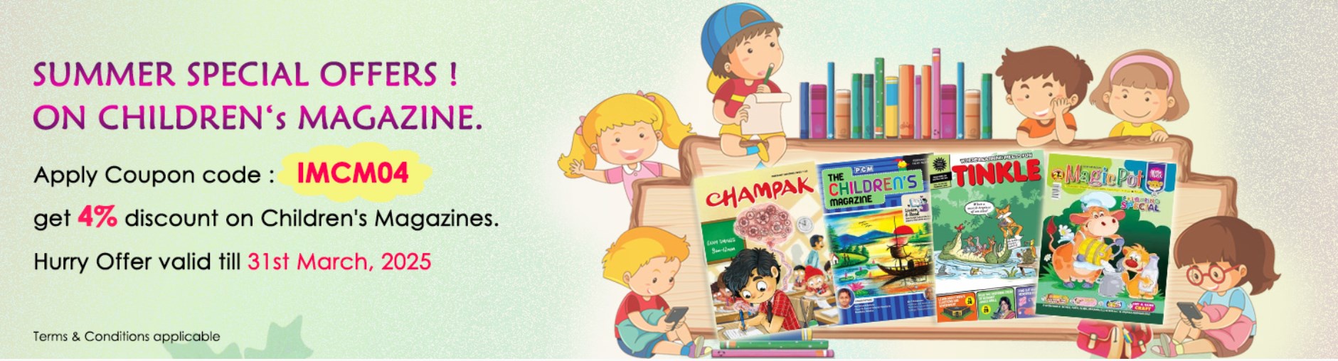 Image of Indiamags coupon : get 4% discount on children's magazines