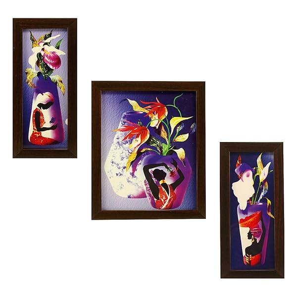 Image of Indianara Framed Wall Hanging Art(Blue) - Pack of 3