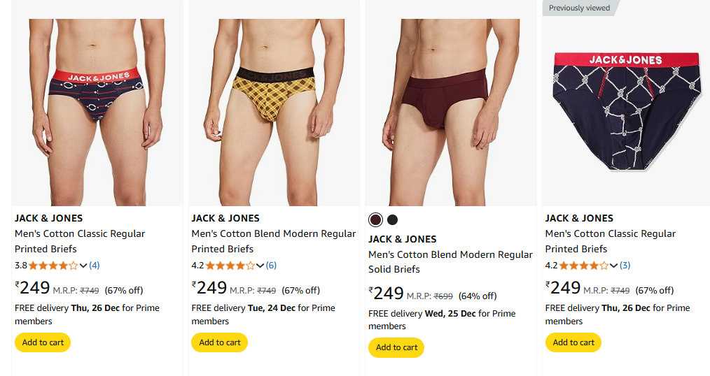 Image of JACK & JONES Men's Briefs Starts @ ₹249