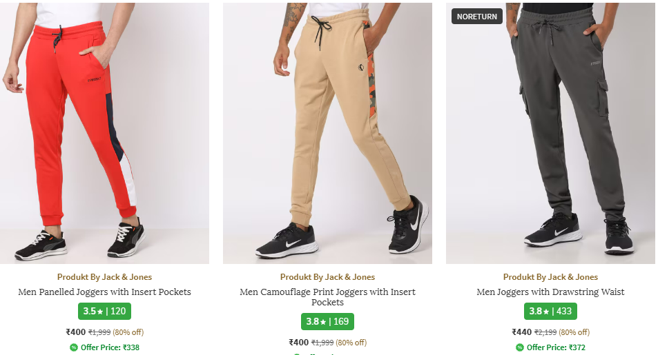 Image of JACK & JONES Men's Panelled Joggers at 51%-80% Discount 