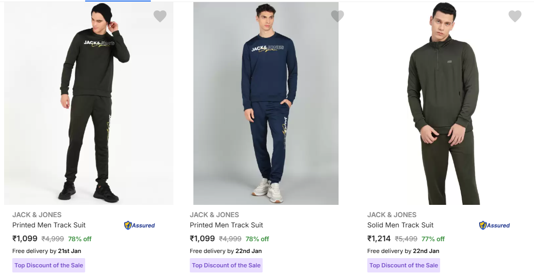 Image of JACK & JONES Printed Men Track Suit up to 78% Discount