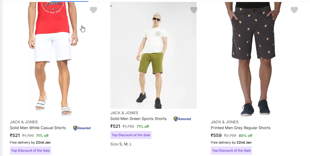 Image of JACK & JONES Solid Men Casual Shorts Starting @ ₹521