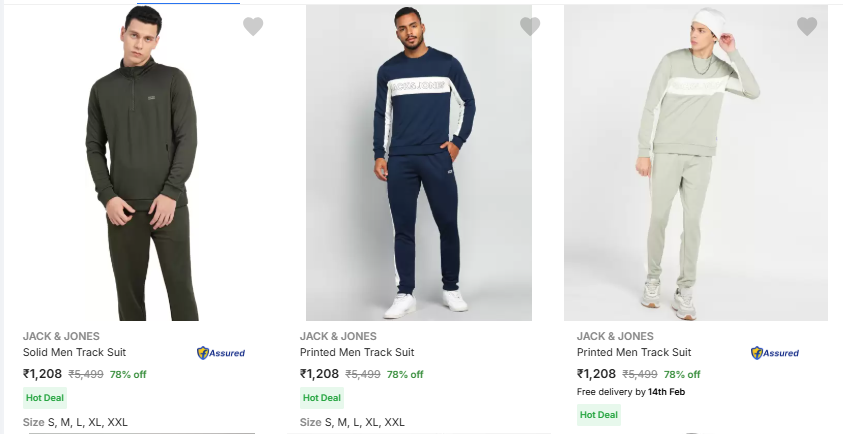 Image of JACK & JONES Solid Men Track Suit Minimum 75% Discount