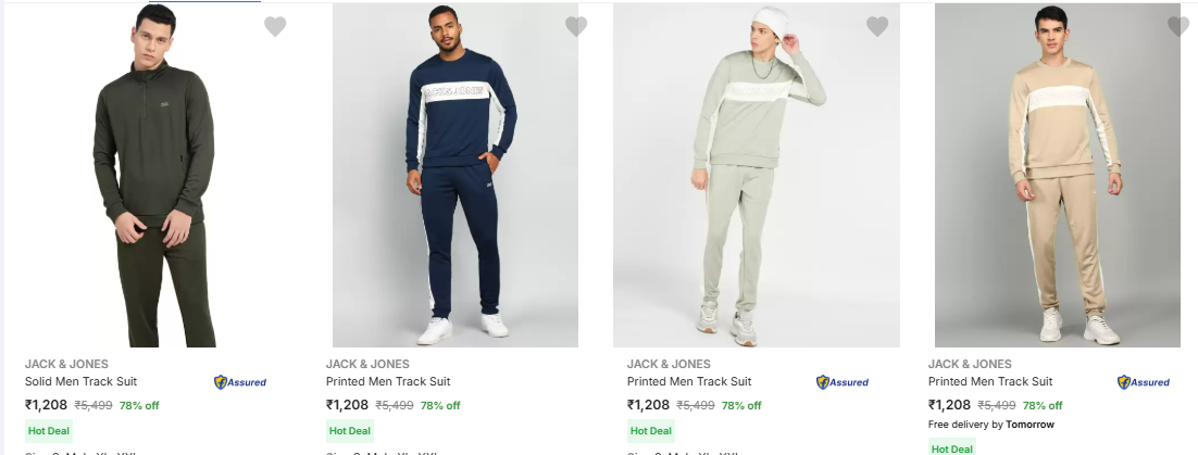 Image of JACK & JONES Solid Men Track Suit minimum 75% Discount