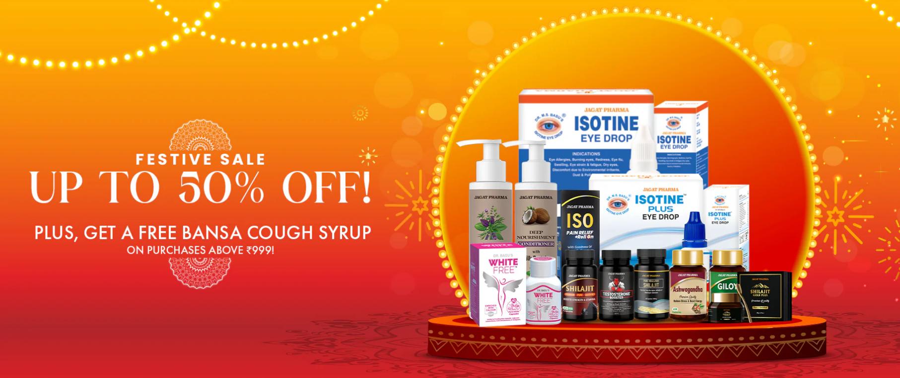 Image of JAGAT PHARMA Festive Sale : Save up to 50% + Extra 5% on Health Care Products