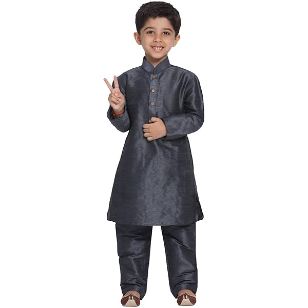 Image of JBN Creation Boys Pure Cotton Kurta Pyjama Set - Ethnic Elegance for Festivals