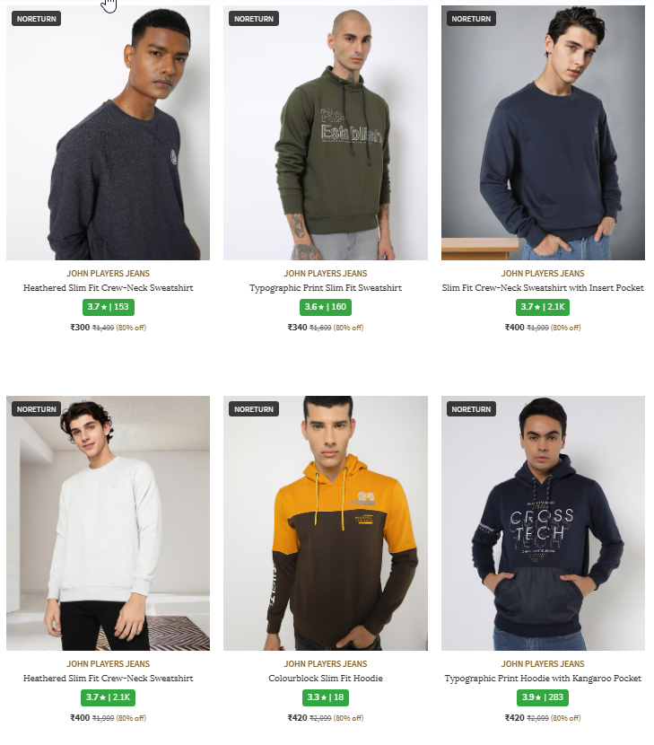 Image of JOHN PLAYER JEANS Sweatshirt minimum 80% Discount