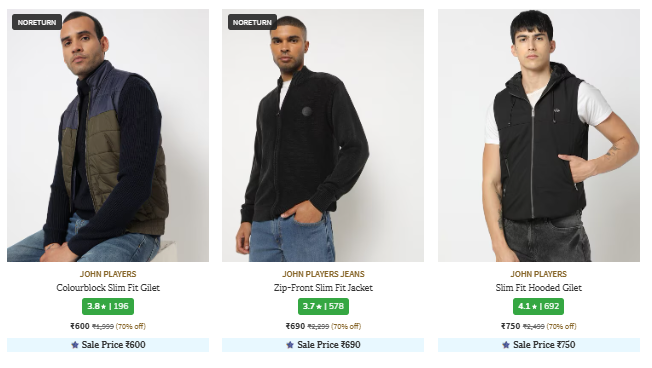 Image of JOHN PLAYERS JEANS Brand Men's Jackets @ Up to 70% Discount