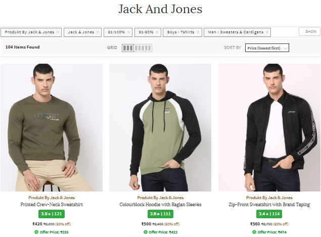 Image of Jack And Jones Brand Men's Sweatshirt @ Up to 80% Discount | Plus Extra Coupon Discount