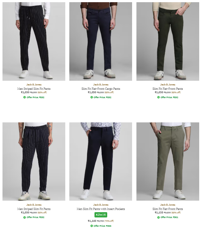 Image of Jack And Jones Men Slim Fit Pants @ Flat 65% Discount | And Extra Coupon Discount