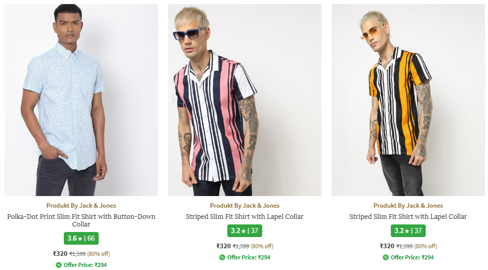 Image of Jack And Jones Men's Shirts minimum 80% Discount