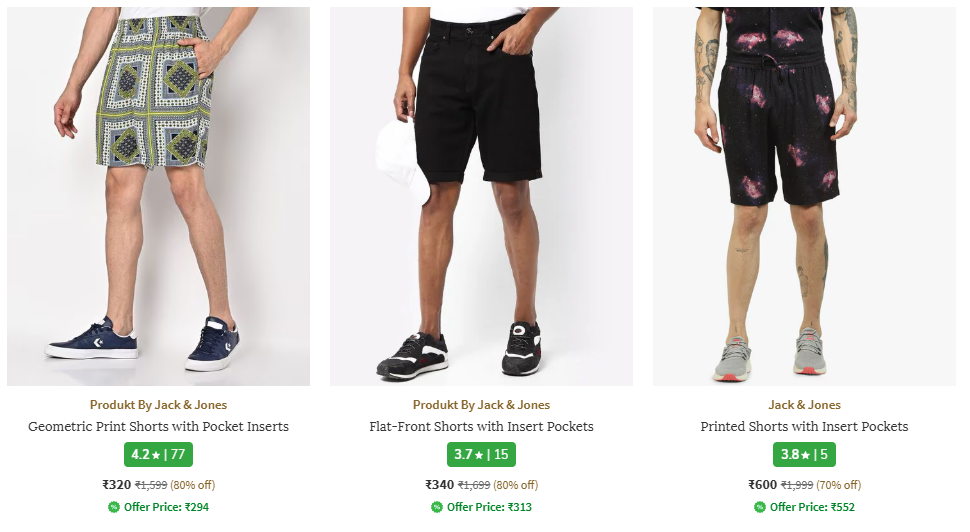 Image of Jack And Jones Men's Shorts minimum 80% Discount