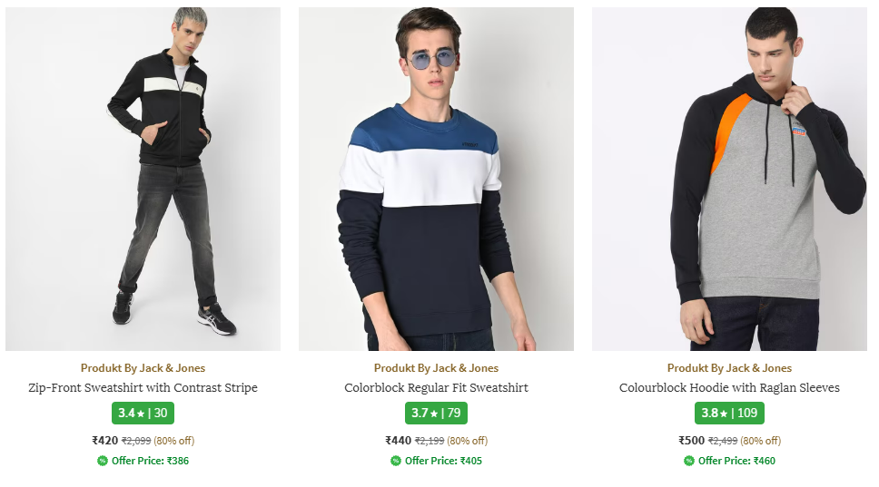 Image of Jack And Jones Men's Sweatshirts minimum 70-80% Discount