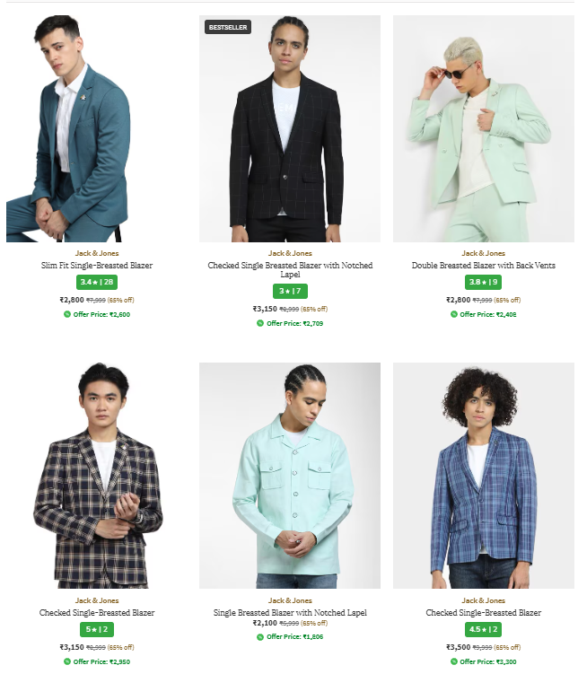 Image of Jack & Jones Brand Men's Blazers & Waistcoats @ Minimum 60% Discount