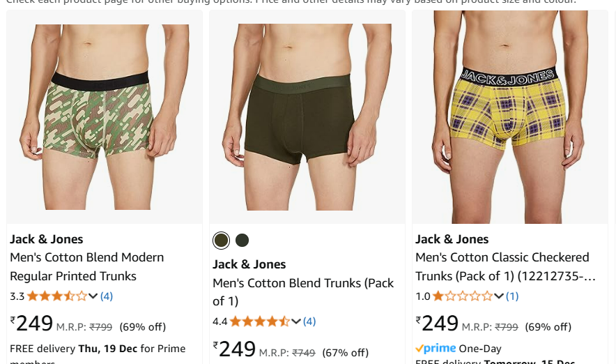 Image of Jack & Jones Men Trunks Min 60% Discount 