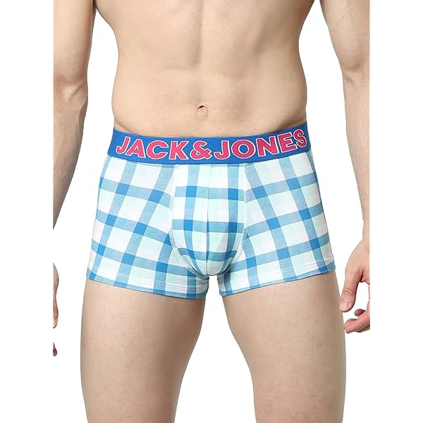 Image of Jack & Jones Men's Cotton Blend Modern Regular Checkered Trunks