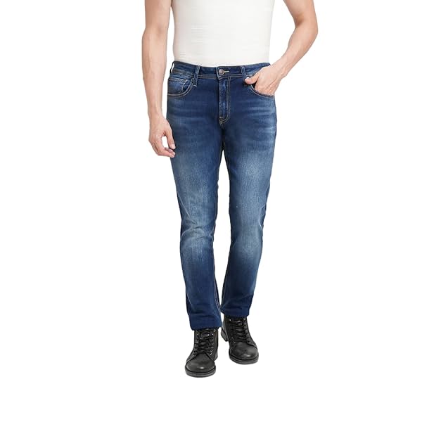 Image of Jack & Jones Men's Cotton Blend Slim Fit Blue Jean