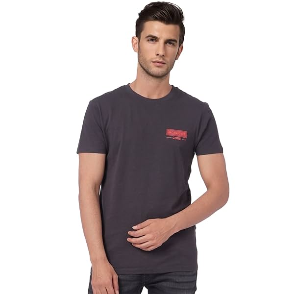 Image of Jack & Jones Men's Placement Print Slim Fit Round Neck T-Shirt