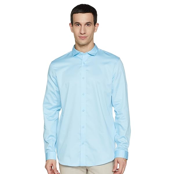 Image of Jack & Jones Men's Solid Slim Fit Spread-Collar Casual Shirt