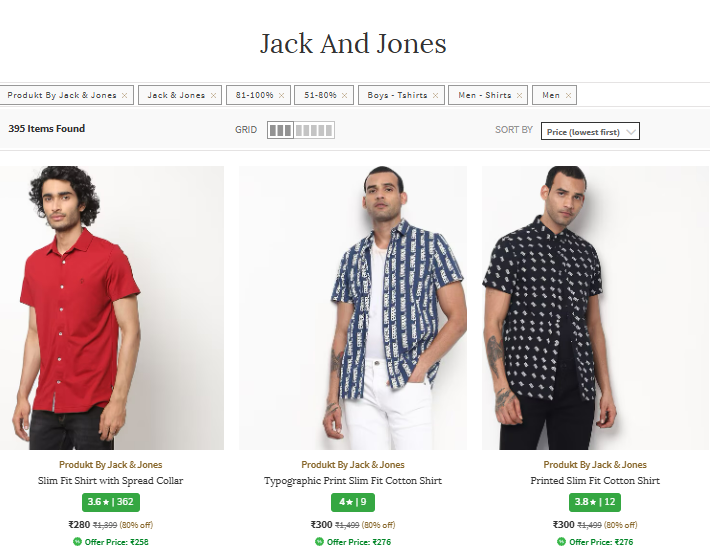 Image of Jack & Jones Men's shirt's Flat 80% Discount 