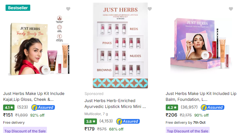 Image of Just Herbs Beauty Products Up to 92% Discount starting at ₹151