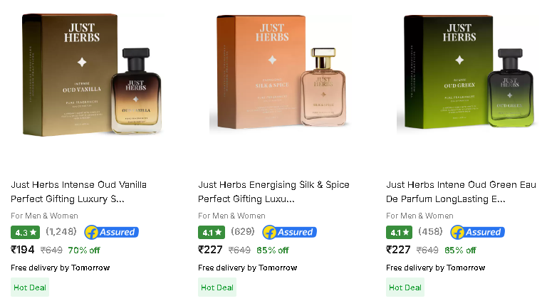 Image of Just Herbs Eau De Parfum starting @ ₹194 up to 70% Discount