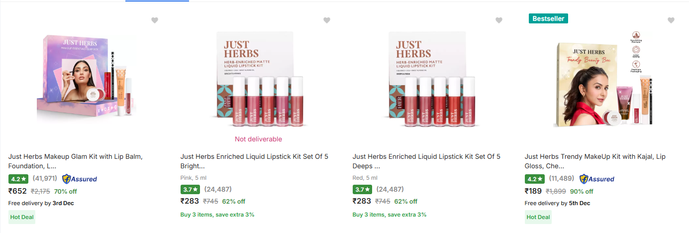 Image of Just Herbs Makeup Kit upto 70% Discount