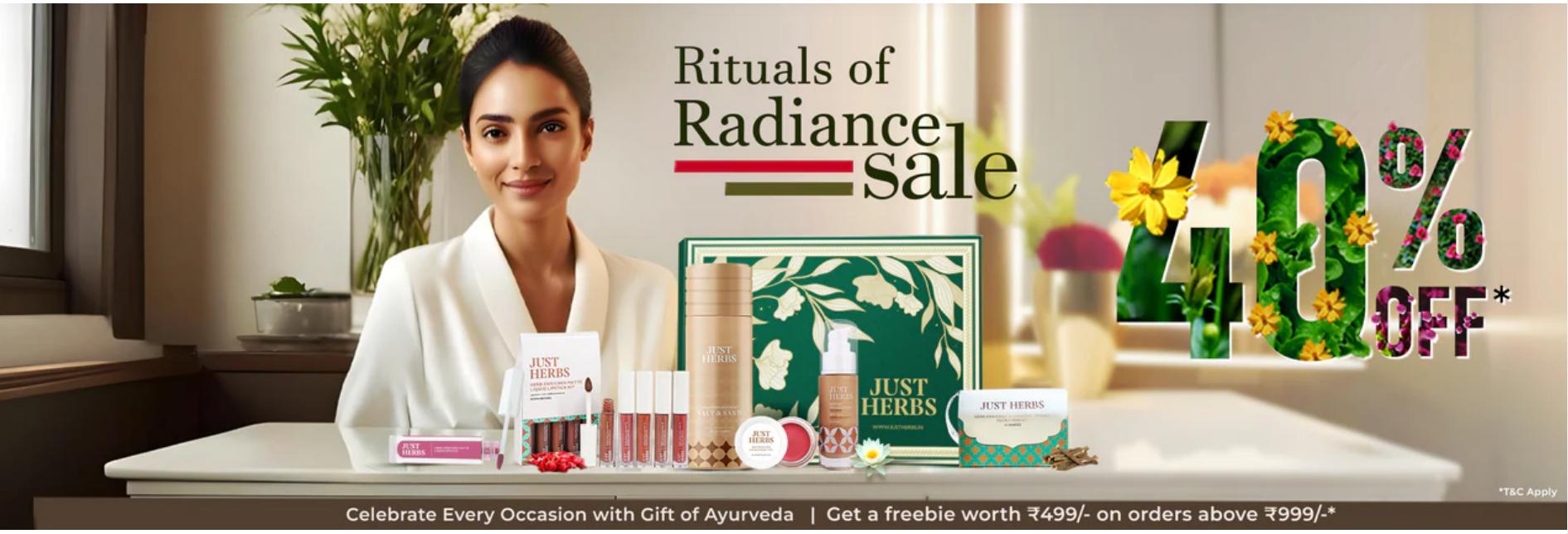 Image of Just Herbs Rituals of Radiance Sale - Flat 40% off + Free gift worth 499